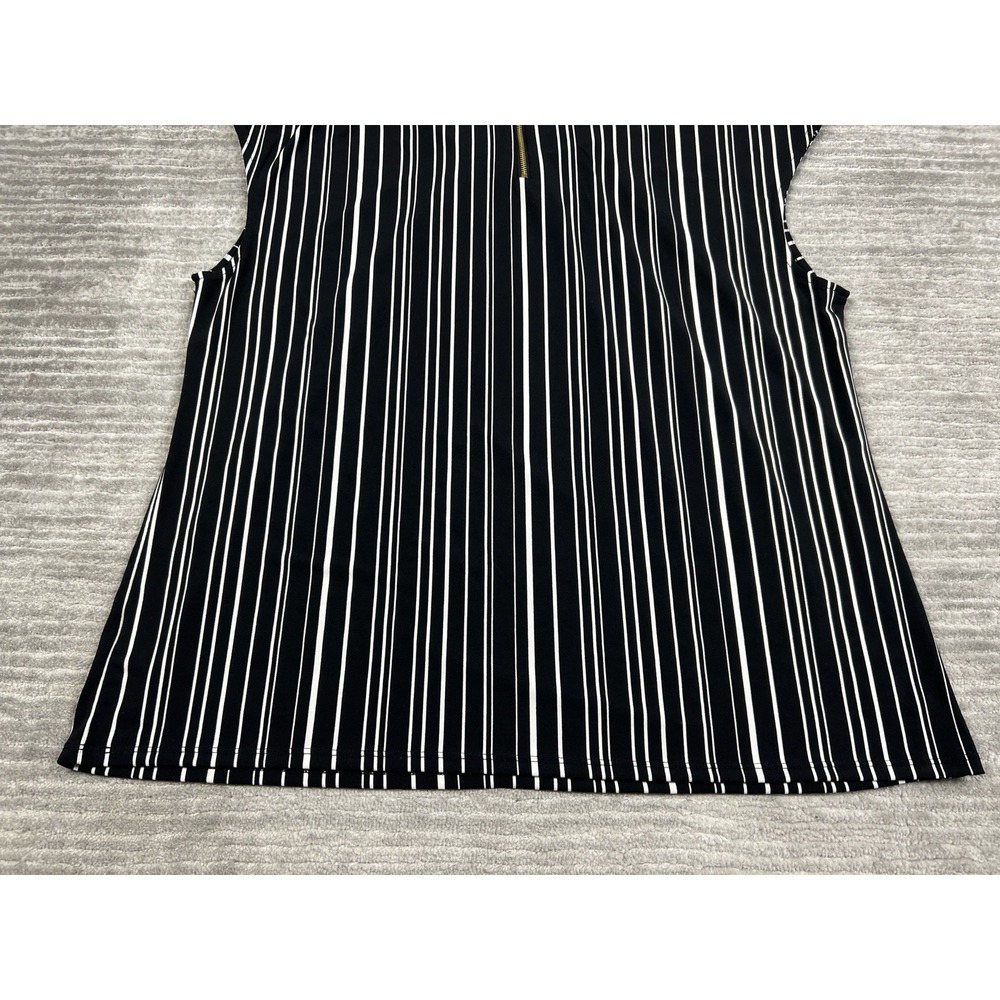 Liz Claiborne Top‎ Womens XL Black White Striped Polyester Blend Career - Picture 8 of 10